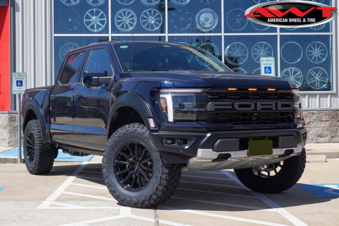 Blue 2024 Ford Raptor on 20x10 Vossen HF6-1 Wheels in Gloss Black & 37x12.50R20 Toyo Open Country R/T Trail Tires