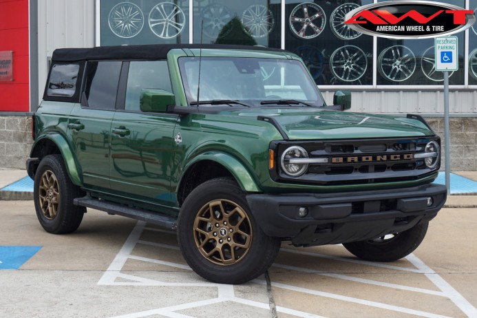 Eruption Green 2022 Ford Bronco with Bronze Custom Powder Coated Factory Wheels