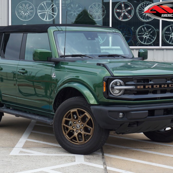 Eruption Green 2022 Ford Bronco with Bronze Custom Powder Coated Factory Wheels