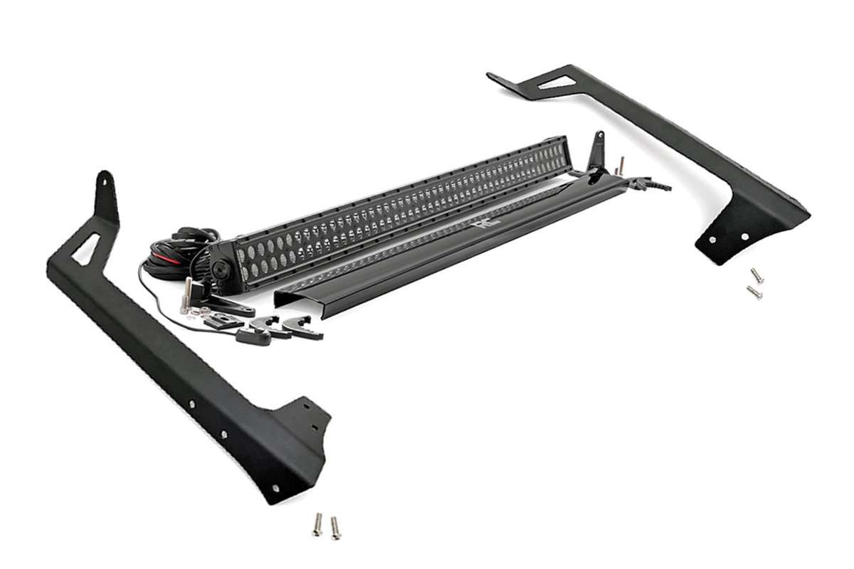 Jeep 50-inch Straight LED Light Bar Upper Windshield Kit w/50in Black Series LED Light (07-18 Wrangler JK)