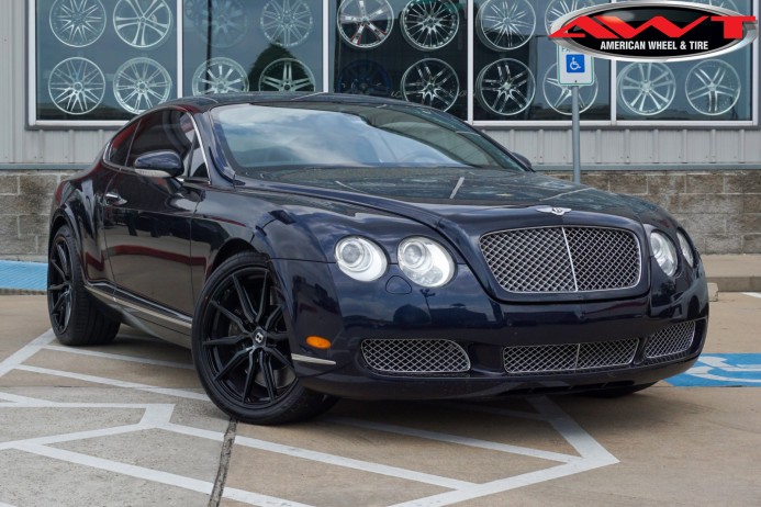 Blue 2007 Bentley Continental GT with 20" Staggered Vossen HF-3 Wheels in Double Tinted Gloss Black