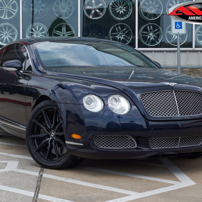 Blue 2007 Bentley Continental GT with 20" Staggered Vossen HF-3 Wheels in Double Tinted Gloss Black